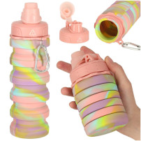 Składany bidon silikonowy 500ml tęczowy BPA FREE z uchwytem