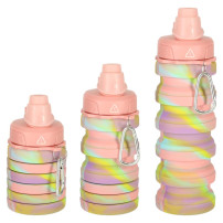 Składany bidon silikonowy 500ml tęczowy BPA FREE z uchwytem