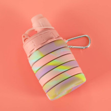 Składany bidon silikonowy 500ml tęczowy BPA FREE z uchwytem