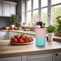 Bidon sportowy z ustnikiem i miarką 600ml BPA free różowo-niebieski