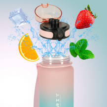 Bidon sportowy z ustnikiem i miarką 600ml BPA free różowo-niebieski