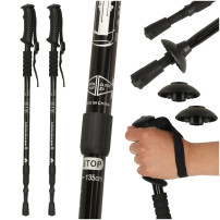 Kijki trekkingowe składane aluminiowe 65-135 cm, 2 sztuki czarne