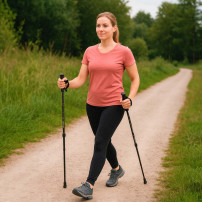 Kijki trekkingowe składane aluminiowe 65-135 cm, 2 sztuki czarne