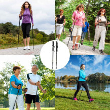 Kijki trekkingowe składane aluminiowe 65-135 cm, 2 sztuki czarne
