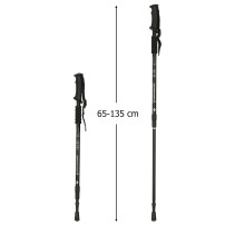 Kijki trekkingowe składane aluminiowe 65-135 cm, 2 sztuki czarne