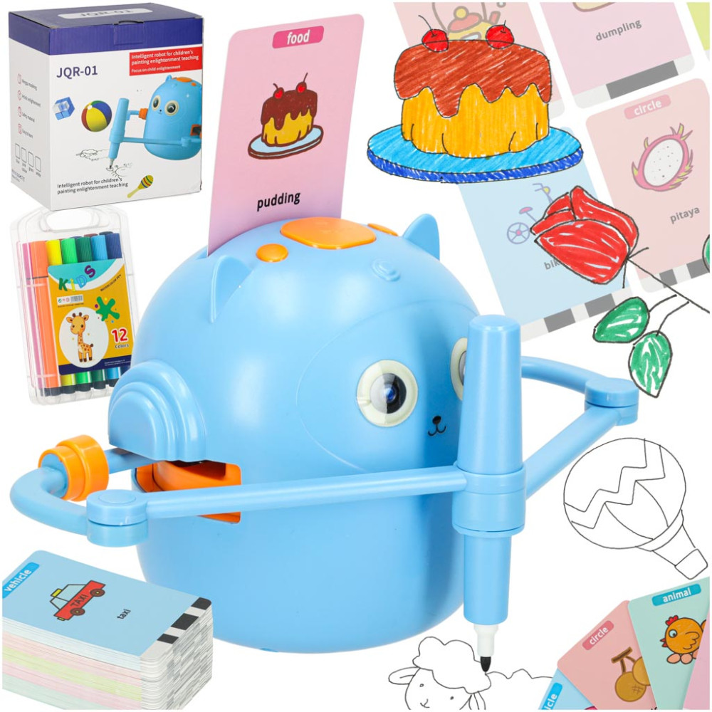 Robot edukacyjny do rysowania krok po kroku z fiszkami i mazakami