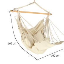 Krzesło brazylijskie wiszące z podnóżkiem 130 cm, beż