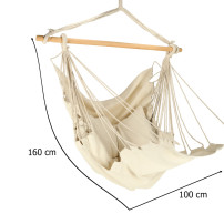 Krzesło brazylijskie wiszące z podnóżkiem 130 cm, beż