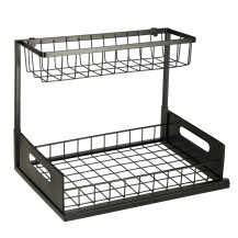 Organizer pod zlew 2-poziomowy z wysuwną półką, metal, czarny