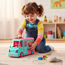 Kamper food truck dla lalek zestaw 21 el. - zabawka 3+