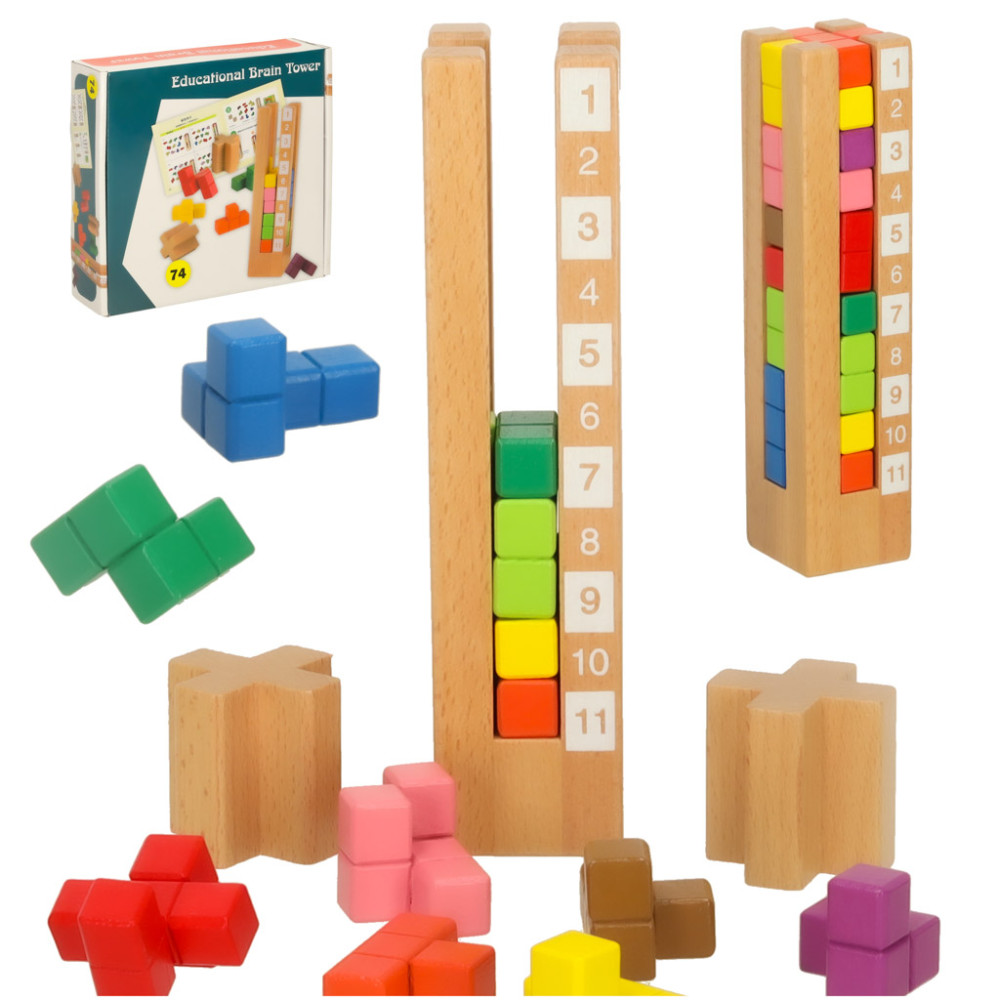 Klocki drewniane montessori układanka edukacyjna dla dzieci 3+
