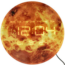 Zegar ścienny mars z wyświetlaczem LED 32 cm pomarańczowy