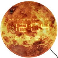 Zegar ścienny mars z wyświetlaczem LED 32 cm pomarańczowy