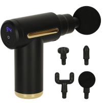 Pistolet do masażu 4w1 z LED, 6 poziomów mocy - czarny