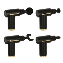 Pistolet do masażu 4w1 z LED, 6 poziomów mocy - czarny