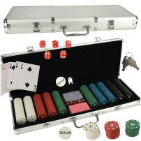 Poker zestaw 500 żetonów w walizce - 2 talie kart i kości