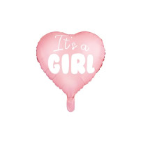 Balon foliowy it's a girl serce różowe 48 cm na baby shower