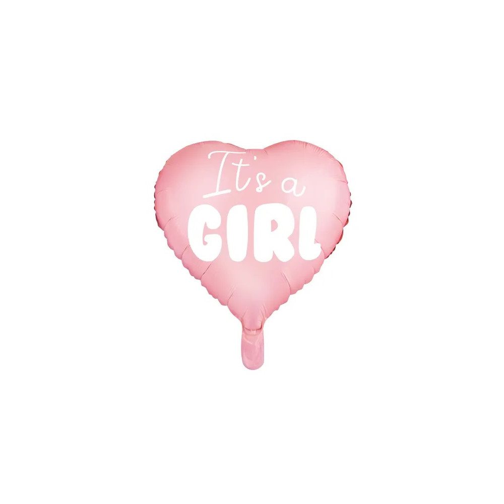 Balon foliowy it's a girl serce różowe 48 cm na baby shower