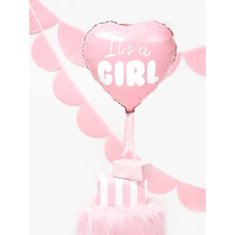 Balon foliowy it's a girl serce różowe 48 cm na baby shower