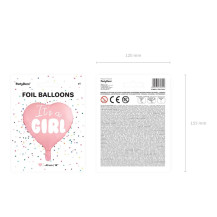 Balon foliowy it's a girl serce różowe 48 cm na baby shower