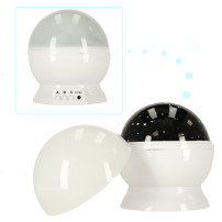 Lampka nocna projektor gwiazd 2w1 USB biała - gwiazdki w pokoju