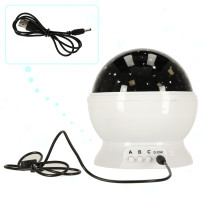 Lampka nocna projektor gwiazd 2w1 USB biała - gwiazdki w pokoju
