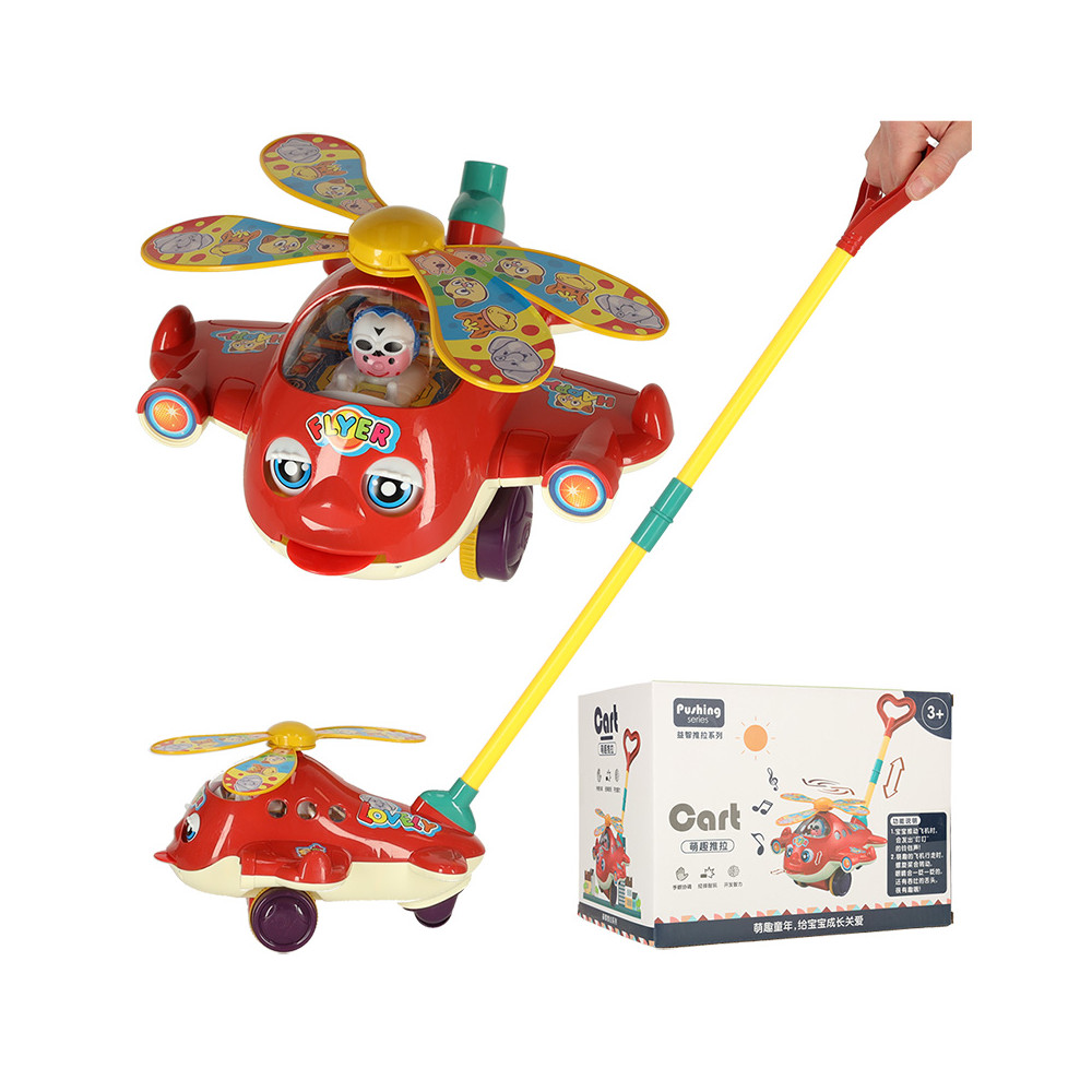 Pchacz na kiju helikopter z dźwiękiem dla dzieci 3+