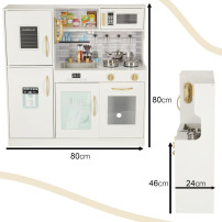 Drewniana kuchnia dla dzieci 80 cm z lodówką i akcesoriami LED