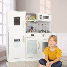 Drewniana kuchnia dla dzieci 80 cm z lodówką i akcesoriami LED