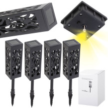 Solarne lampki ogrodowe ażurowe LED z czujnikiem zmierzchu, 4 szt.