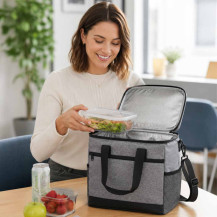 Torba termiczna na lunch 16L szara - izolacyjna torba śniadaniowa