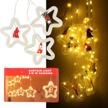 Kurtyna LED girlanda gwiazdki 3 m 125 LED ciepły biały USB
