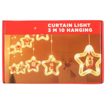 Kurtyna LED girlanda gwiazdki 3 m 125 LED ciepły biały USB