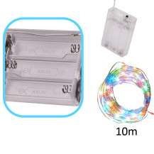 Lampki LED druciki dekoracyjne 10m 100LED multikolor na baterie