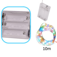 Lampki LED druciki dekoracyjne 10m 100LED multikolor na baterie