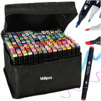 Markery dwustronne alkoholowe w etui 168 szt. - zestaw
