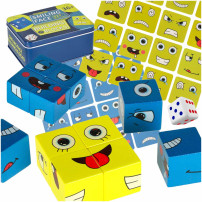 Gra edukacyjna nauka emocji - klocki drewniane z kartami