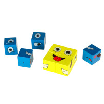 Gra edukacyjna nauka emocji - klocki drewniane z kartami