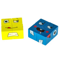 Gra edukacyjna nauka emocji - klocki drewniane z kartami