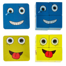 Gra edukacyjna nauka emocji - klocki drewniane z kartami