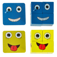 Gra edukacyjna nauka emocji - klocki drewniane z kartami