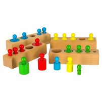 Odważniki cylindry drewniane montessori - kolorowa układanka