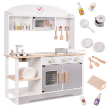 Drewniana kuchnia dla dzieci MDF modern classic z akcesoriami 82 cm szara