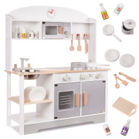Drewniana kuchnia dla dzieci MDF modern classic z akcesoriami 82 cm szara