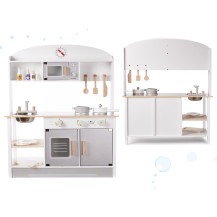 Drewniana kuchnia dla dzieci MDF modern classic z akcesoriami 82 cm szara