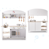 Drewniana kuchnia dla dzieci MDF modern classic z akcesoriami 82 cm szara