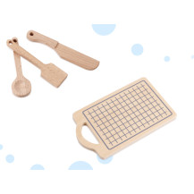 Drewniana kuchnia dla dzieci MDF modern classic z akcesoriami 82 cm szara
