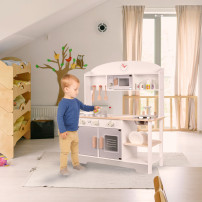 Drewniana kuchnia dla dzieci MDF modern classic z akcesoriami 82 cm szara