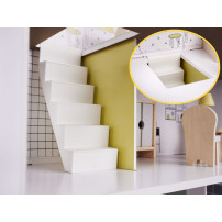 Drewniany domek dla lalek z mebelkami 70 cm, szary MDF