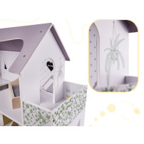 Drewniany domek dla lalek z mebelkami 70 cm, szary MDF